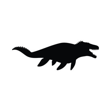 Mosasaurus  silhouette vector flat design on white background.
