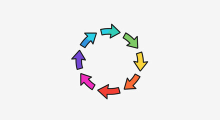 Naklejka premium Colorful Arrows in Circular Motion, Cycle and Flow Concept