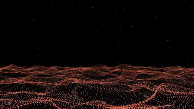 Undulating Warm Rust Stardust Particle Terrain in Digital Cosmos