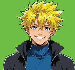 yellow-haired anime boy vector image