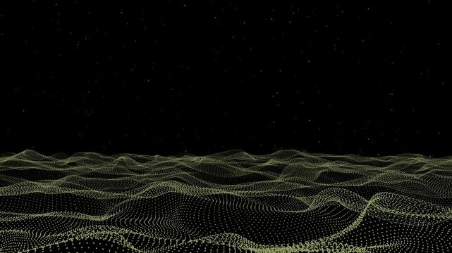 Undulating Muted Khaki Stardust Particle Terrain in Digital Matrix
