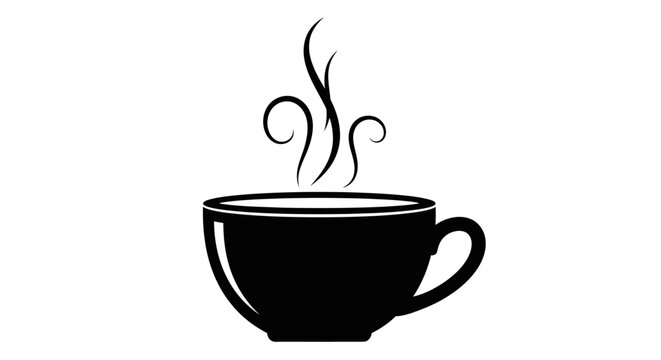 Steaming hot coffee cup icon.