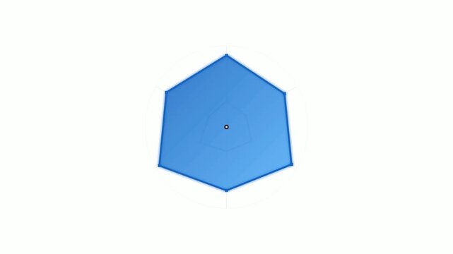 Hexagonal Spider Chart Data Visualization Animation on White Background
