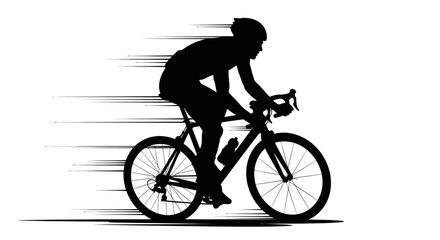 Fototapeta premium Silhouette of a cyclist riding fast.