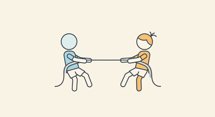 Fototapeta premium Two people playing tug of war.