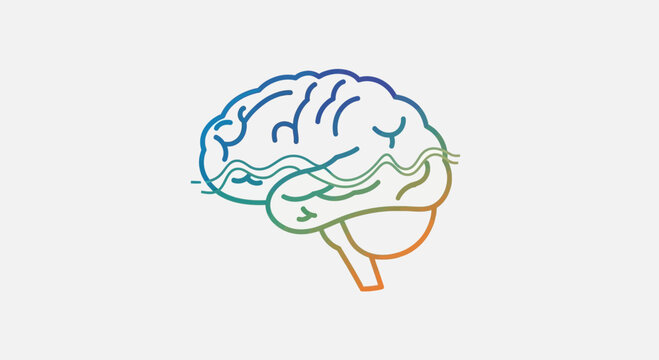 Abstract colorful brain illustration with waves, symbolizing thoughts and ideas