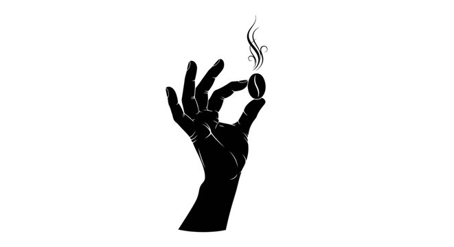 Hand holding a burning cigarette.