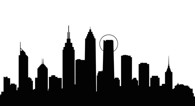 City Skyline Silhouette Urban Landscape.