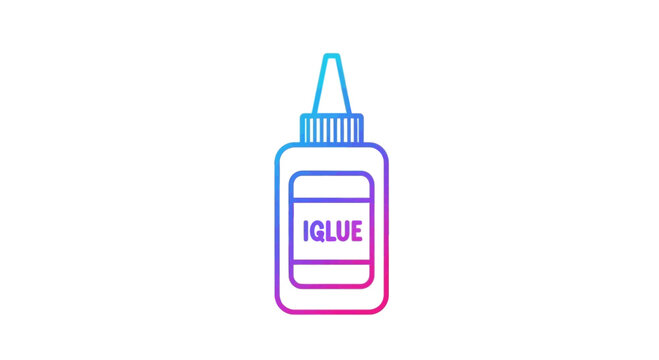 Colorful IGLUE Bottle Icon - Adhesive Liquid Container with Gradient Colors