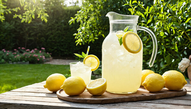 Frische hausgemachte Limonade im Garten