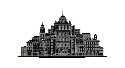 Obraz premium Genoa City Skyline Silhouette, Italy ? Urban Architectural Landmark