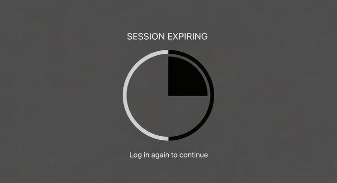Session expiring notification with progress circle on dark background