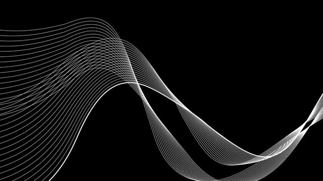 Abstract flowing lines forming smooth wave ribbon background animation, dynamic minimal composition