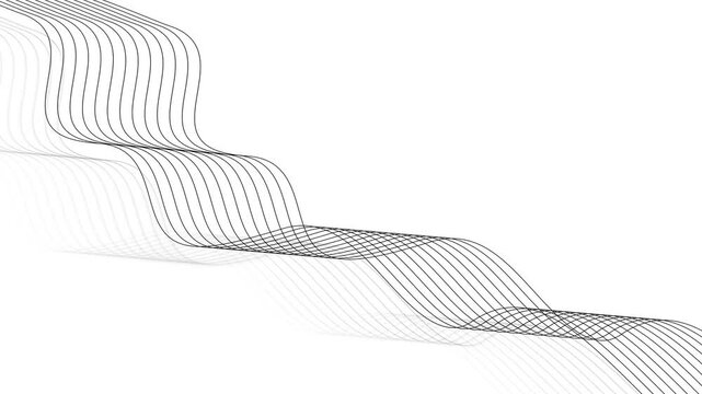Abstract minimal background with flowing sine-wave lines forming layered ribbons animation, modern geometric design