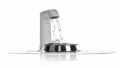 Obraz premium Overflowing Water Bowl - A Study in Waste and Abundance.