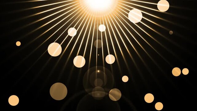 Golden light rays with bokeh background animation