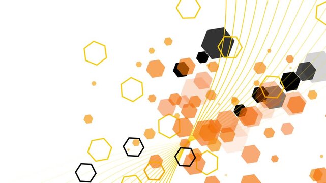 Background hexagon tech pattern animation, Abstract composition hexagons and lines dynamic geometric tech pattern