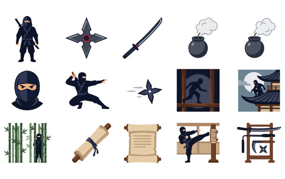 set of Ninja illustrations