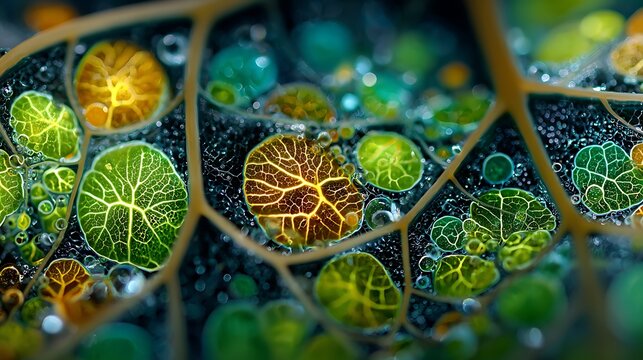 Botanical leaf cross section with visible veins and cells pictures