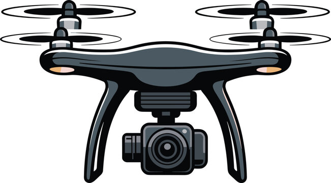 Drone with video camera vector on white background.