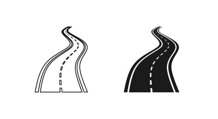 Fototapeta premium Roadway icons, vector roads, transportation symbols, black and white highways