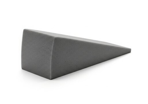Grey geometric wedge shape isolated on white studio shot white background