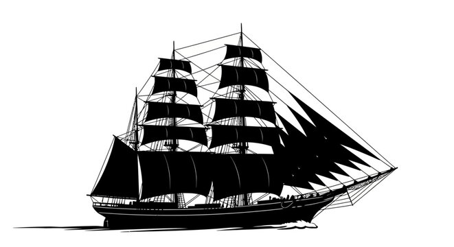 Large Sailing Ship with Multiple Masts.
