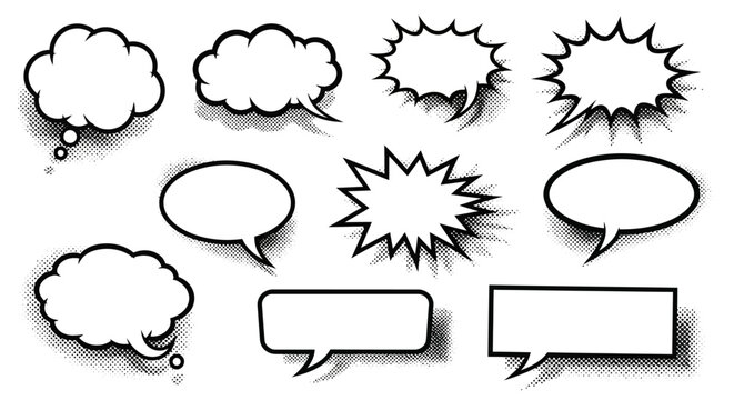 Collection of comic speech bubbles.