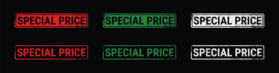 Fototapeta premium special price stamp set grunge badge label red green white promotion vector collection