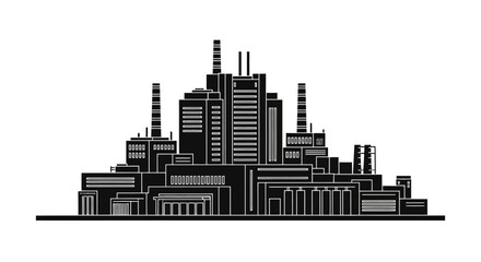 Obraz premium Industrial Factory Silhouette Icon ? Modern Manufacturing Concept