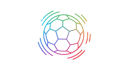 Obraz premium Vibrant Rainbow Soccer Ball Icon with Motion Waves