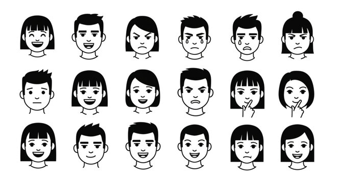 Collection of Diverse Human Faces Expressing Various Emotions.