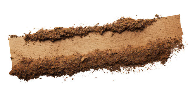 Smudge of Brown Soil Texture on White Background