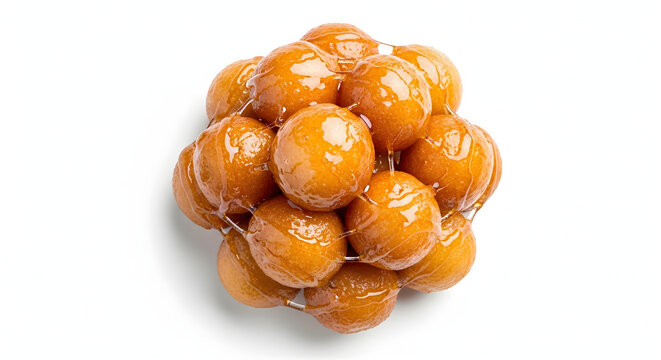 Traditional Russian and Tatar Chak-Chak sweet honey fried dough dessert, isolated on a clean white background