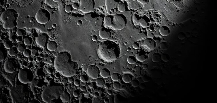Vast, dark lunar crater, textured surface, shadows,  discovery,  astronomical