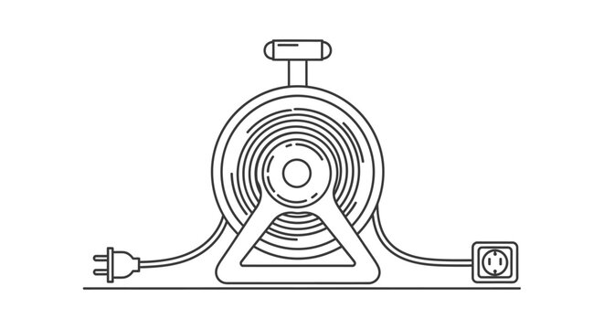 Electrical extension cord reel illustration isolated on white background
