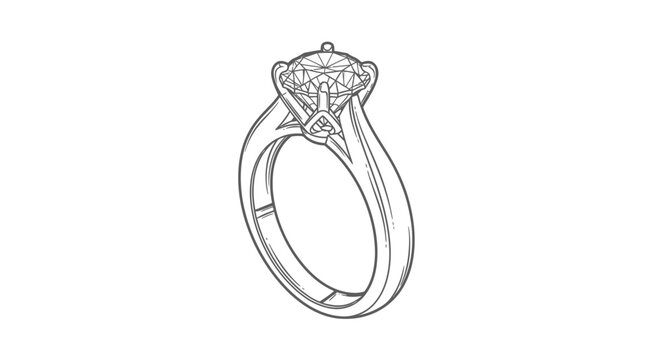 Elegant diamond ring design isolated on white background for jewelry concept