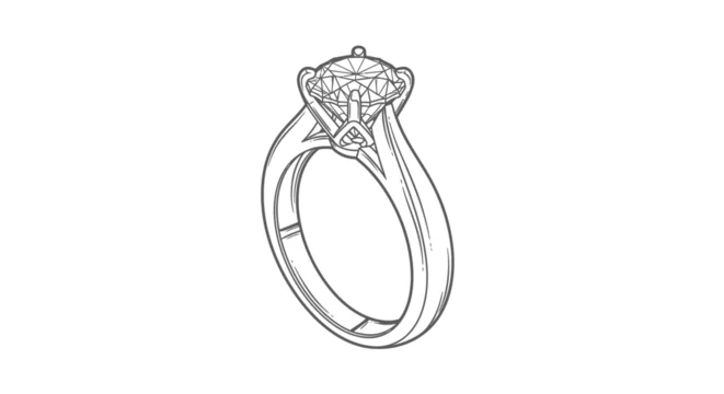 Elegant diamond ring design isolated on white background for jewelry concept