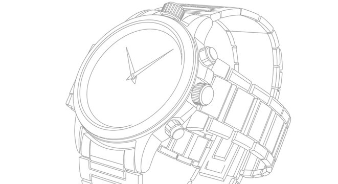 Elegant wristwatch illustration showcasing timekeeping technology and design