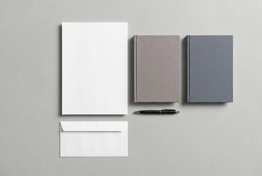 Minimal Stationery Branding Mockup Set with Notebook and Cards