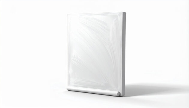 Vertical white canvas with subtle textured paint strokes and a rolled edge