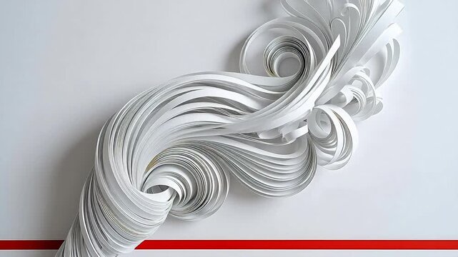 Abstract paper sculpture with flowing curves ideal for sleek commercial backgrounds and title sequences