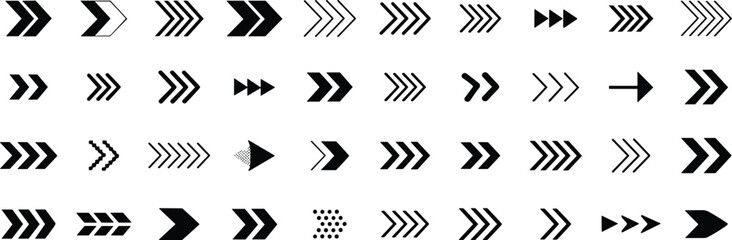  set of black arrows. Modern simple arrows. Black arrow pointing to the right.  © Unrivalled Styles