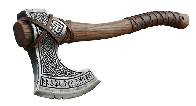Fantasy battle axe detailed viking hand axe isolated on transparent background