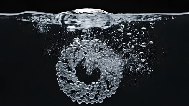 Abstract Water Vortex Formation with Bubbles and Splash.