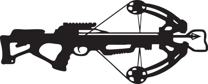 Futuristic Tactical Crossbow Silhouette &ndash; High-Tech Archery Weapon Vector Illustration and Sci-Fi Gaming Icon