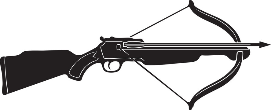 Tactical Modern Crossbow Silhouette &ndash; High-Tech Archery Weapon Vector Illustration and Military Gaming Asset Icon ---