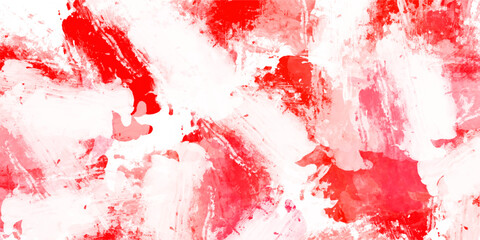 Abstract red and white distressed grunge paint texture background. These vibrant, aggressive acrylic splatters formulate a striking commercial aesthetic ideal for high-energy branding concepts. © Faiyaz