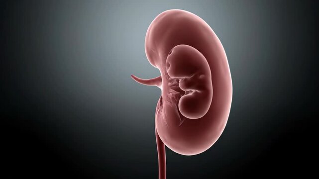 3D Animation: Rotating Human Kidney Cross-Section with Nephron Structures
