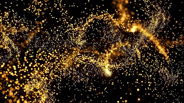 Golden sparkles on black background for creative digital media and visual arts